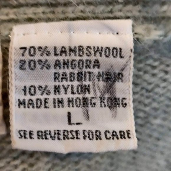 JH Collectibles Womens Vtg Pale Green Wool/Angora Open Shawl Collar Cardigan L - Picture 11 of 12